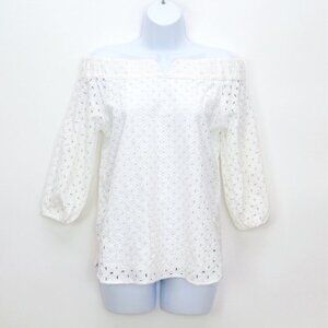Chelsea28 Size XS Womens Off The Shoulder Eyelet Blouse In White